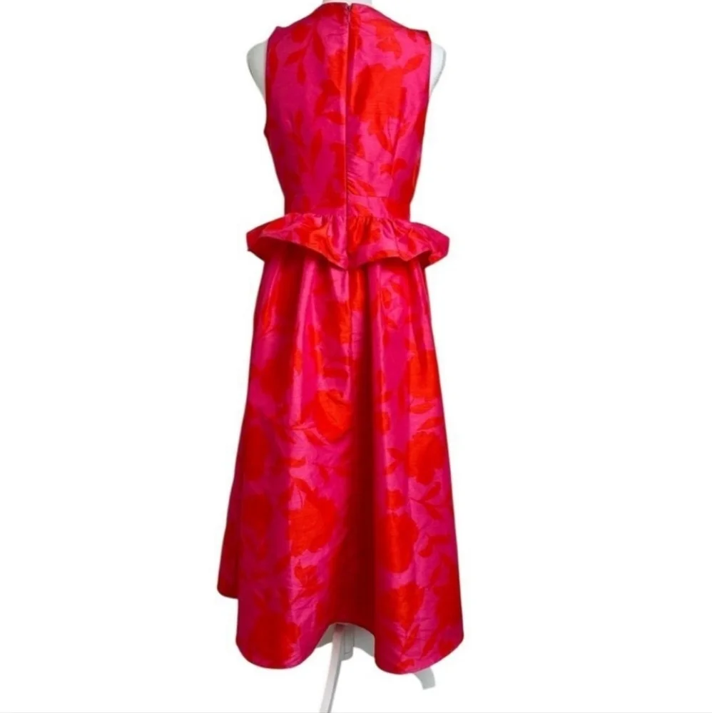 Kate Spade New York Floral  Peplum Ruffle Festive  Midi Dress New